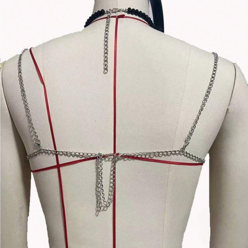 Black Beaded Statement Bralette - image 3